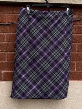 Women's Pencil Skirt in Purple Plaid